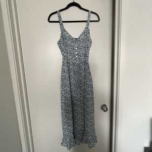 Lulus Darling Daisies Blue Floral Print Midi Dress